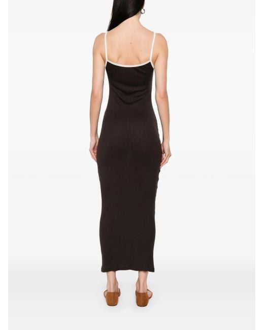AYA MUSE Geribbelde Midi-Jurk in het Brown