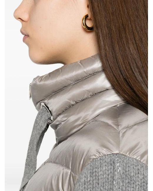 Herno Gray Gesteppte Jacke mit gestrickten Ärmeln
