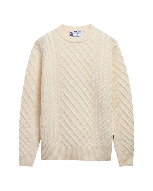 Sebago White Flemish Irish Cable-Knit Sweater
