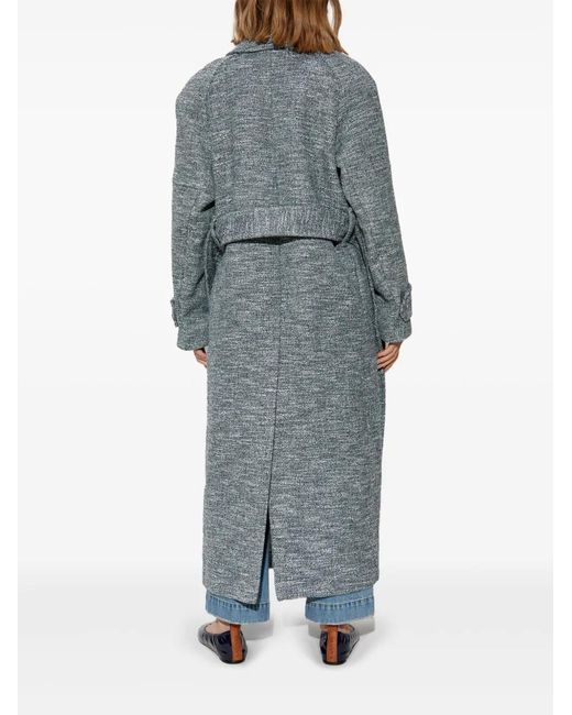 Victoria Beckham Gray Raglan-Sleeve Single-Breasted Coat