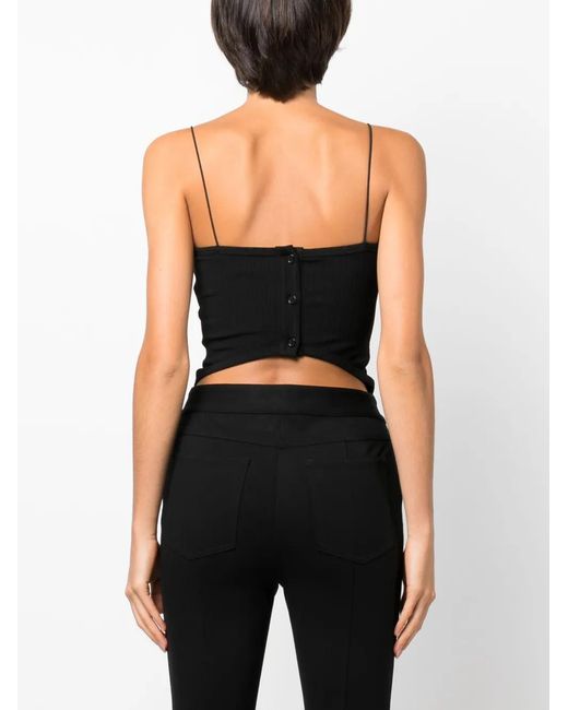 Helmut Lang Black Spaghetti-Strap Ribbed Top