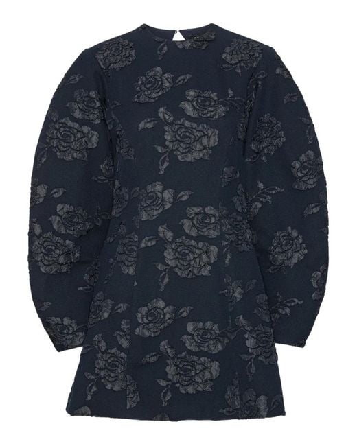 ROTATE BIRGER CHRISTENSEN Blue Floral-Jacquard Mini Dress
