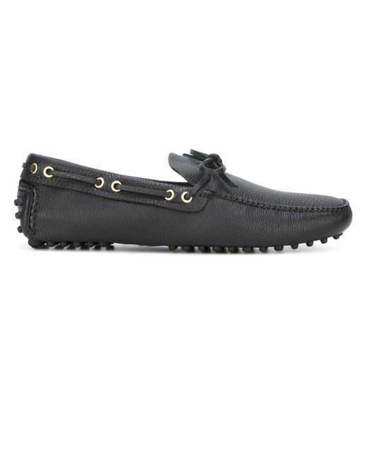 Car Shoe Leather Daino Boat Shoes in Black for Men - Lyst