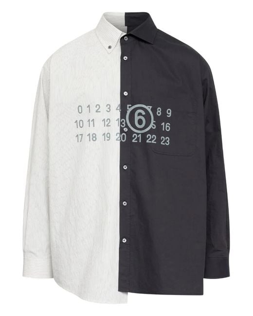 MM6 by Maison Margiela Blue Two-Tone Cotton Poplin Shirt for men