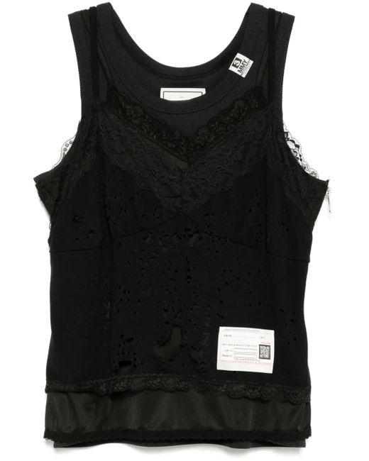 Maison Mihara Yasuhiro Black Trägershirt im Layering-Look