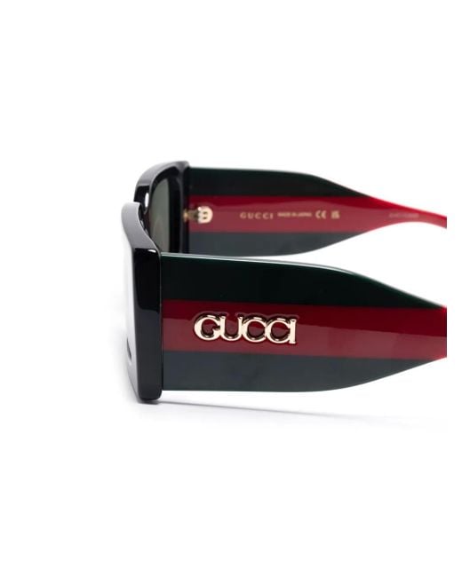 Gucci Gray Rectangular-Frame Sunglasses
