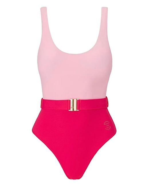 SOFIA ERHAN Pink Belted Colour-Block Swimsuit