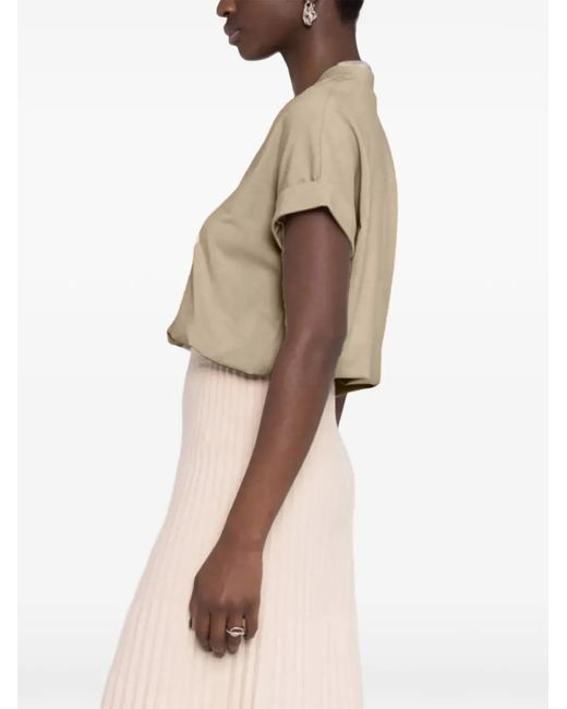 Brunello Cucinelli Pink V-Neck Stretch-Cotton T-Shirt