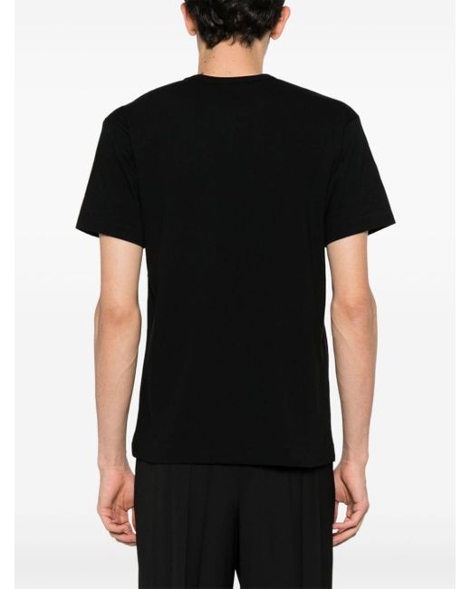 COMME DES GARÇONS PLAY Black Logo-embroidered Cotton T-shirt for men