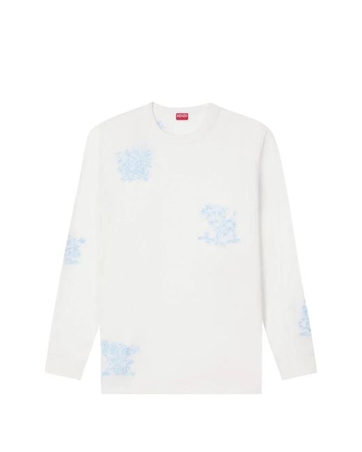 KENZO White Floral-Print T-Shirt for men