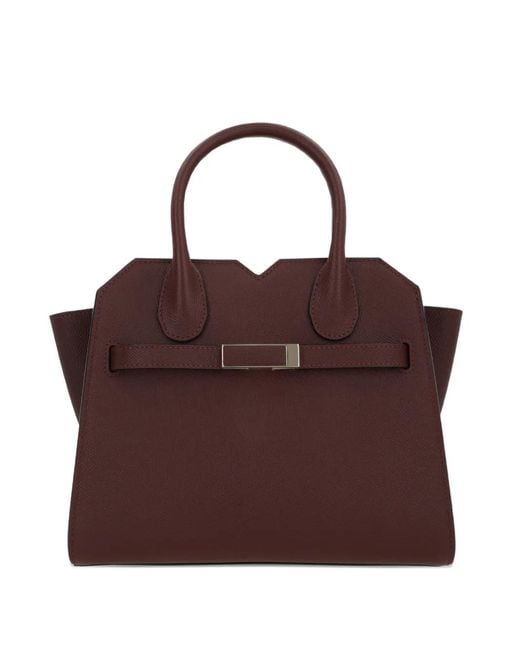 Valextra Brown Mini Milano Leather Tote Bag