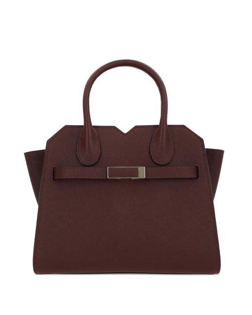 Valextra Brown Mini Milano Leather Tote Bag
