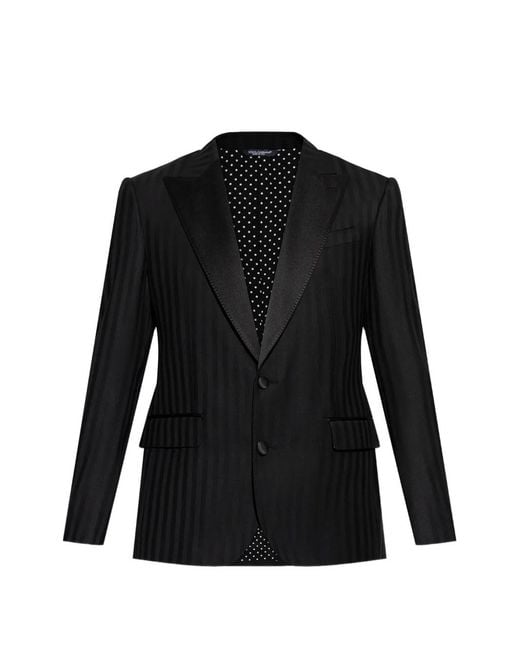 Dolce & Gabbana Black Striped Peak-Lapel Blazer for men