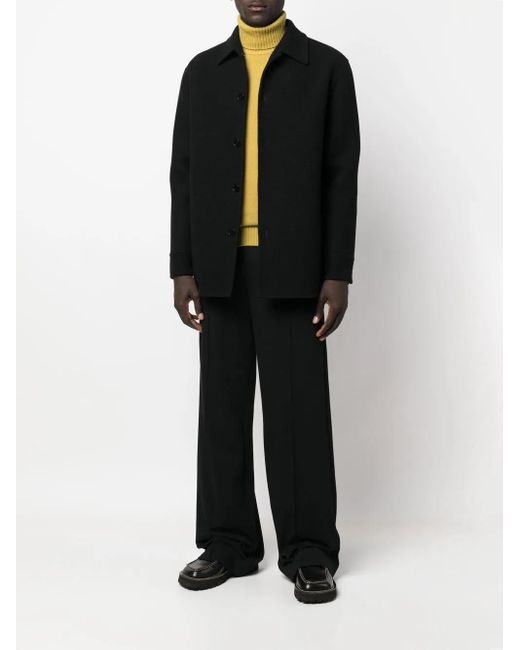 Jil Sander Black Button-Up Wool Shirt Jacket for men