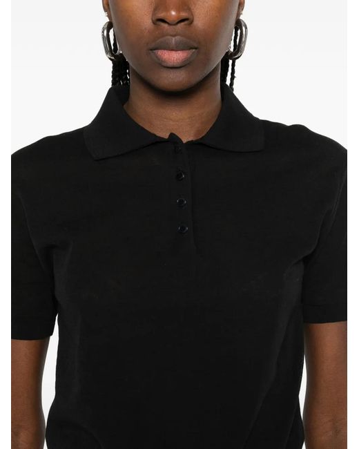 Nanushka Black Ceneca Fine-Knitted Polo Shirt