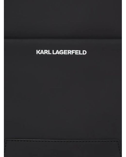 Karl Lagerfeld Black Minimalist Logo Messenger Bag for men