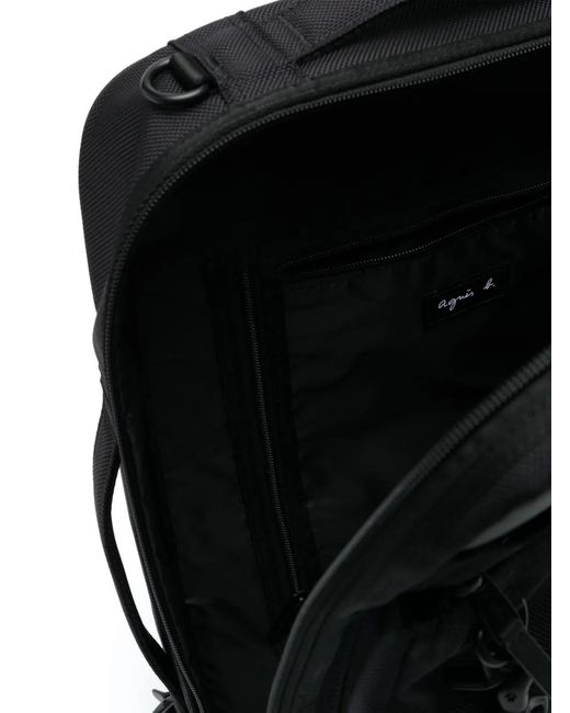 Agnes B. Black Logo-Patch Backpack for men