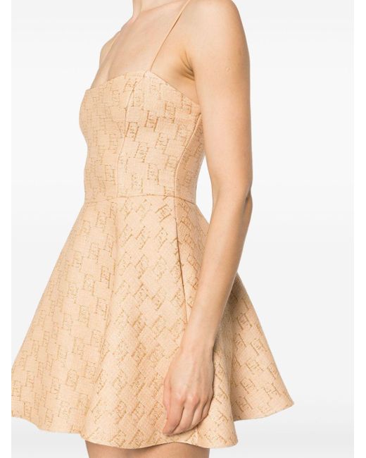 Elisabetta Franchi Natural Mini Dress With Jacquard Pattern And Lurex Details