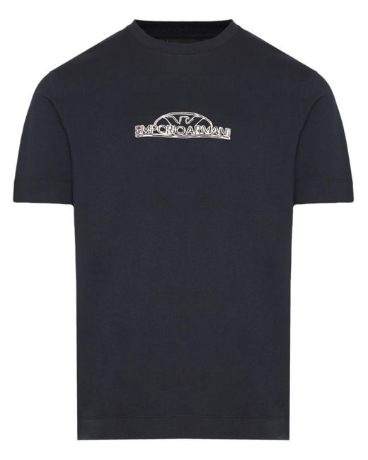 Logo-print cotton T-shirt Emporio Armani pour homme en coloris Blue