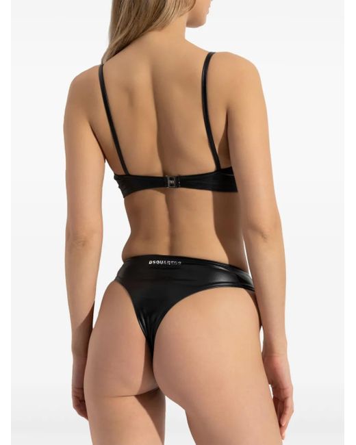 DSquared² Black Logo Print Bikni Top