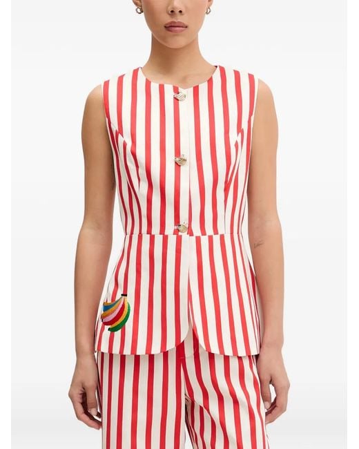 Never Fully Dressed Red Striped Banana-Patch Top