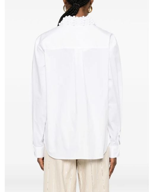 Isabelle Blanche White Bead-Embellished Knot-Detail Shirt