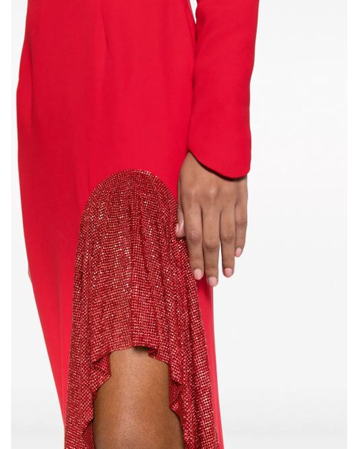 Jean Louis Sabaji Red One-Shoulder Side-Slit Maxi Dress