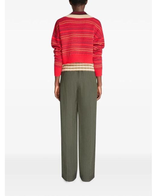 Dries Van Noten Green Elasticated Viscose Pants