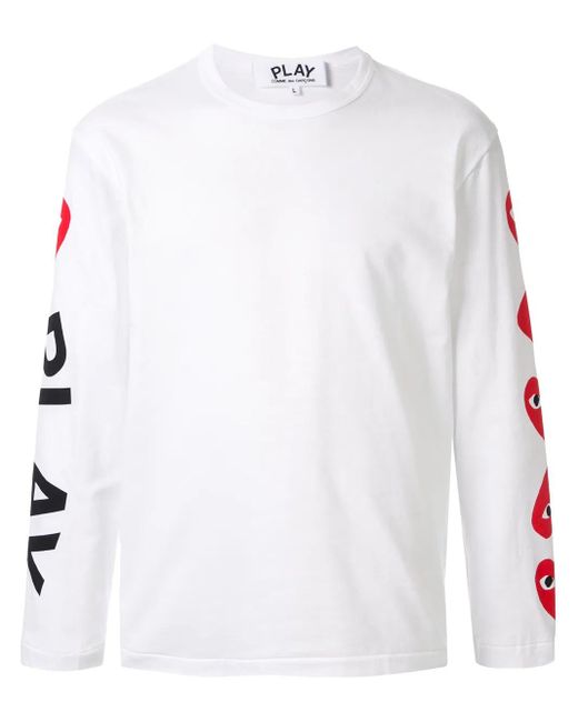 COMME DES GARÇONS PLAY White Almond-Eye Long-Sleeved T-Shirt for men