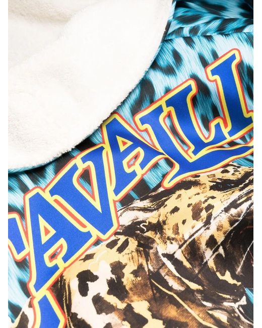 Roberto Cavalli Blue Leopard-Print Robe for men