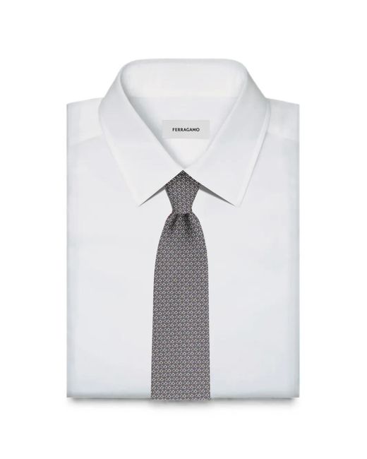 Ferragamo Blue Gancini Square-Print Silk Tie for men