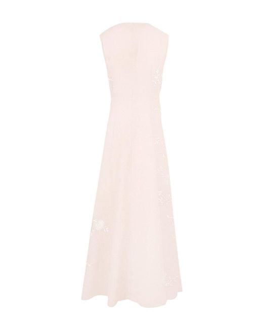 Adam Lippes Pink Eloise Floral-embroidered Dress