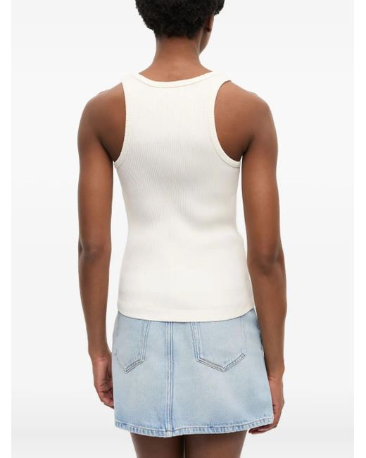 Ganni Geribbelde Tanktop in het White