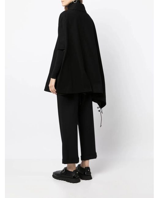 Yohji Yamamoto Black Long-Sleeve Button-Up Cape