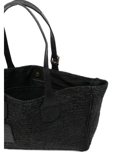 IBELIV Black Woven Top Handle Shoulder Bag