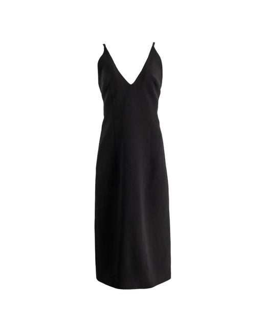 Magda Butrym Black V-Neck Cross-Strap Midi Dress