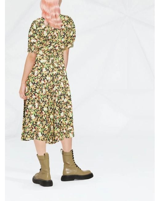 Marni Metallic Floral-Print Midi Dress