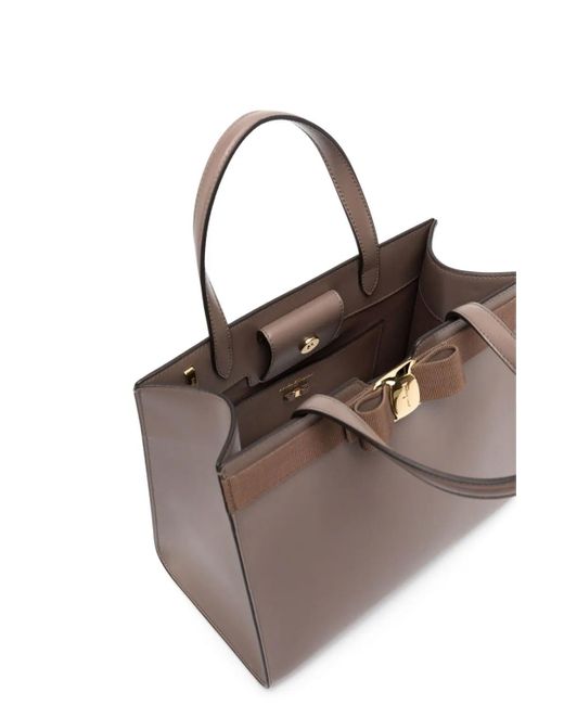 Ferragamo Brown Vara Learher Top-handle Bag
