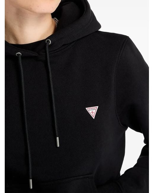 Guess Black Logo-Patch Hoodie