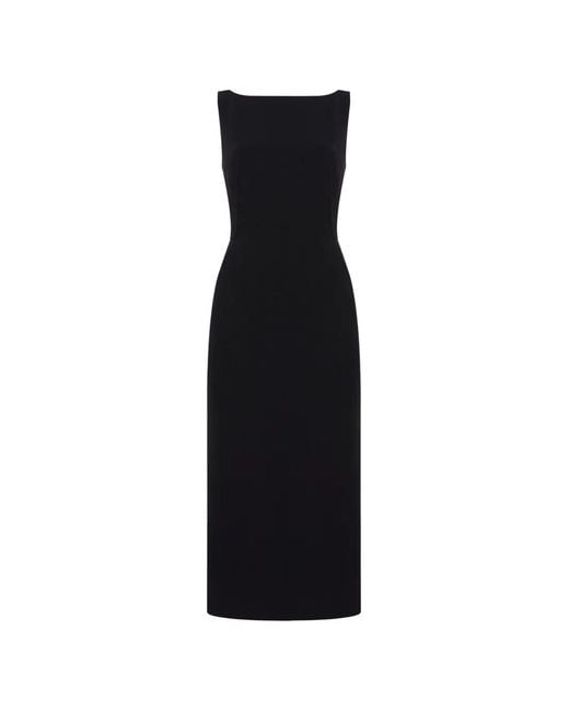 Another Tomorrow Black Doppio Boat-Neck Midi Dress