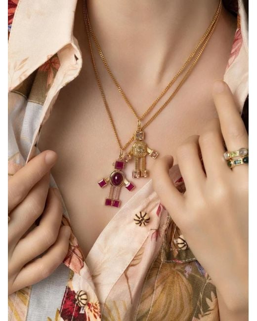 Van Robot White 18K Ruby Robot-Shaped Pendant