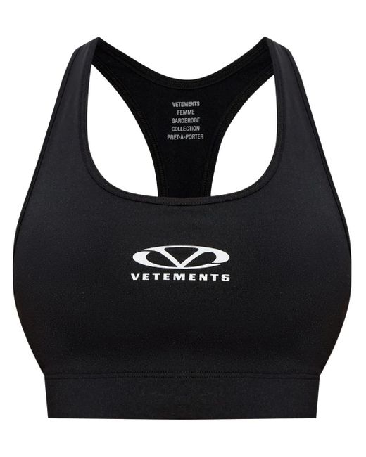 Vetements Black Logo-Print Top