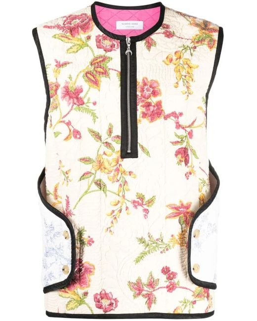 MARINE SERRE White Floral-Print Sleeveless Jacket for men
