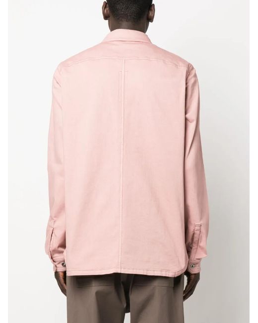 Rick Owens Pink Cotton-Blend Long-Sleeved Overshirt for men