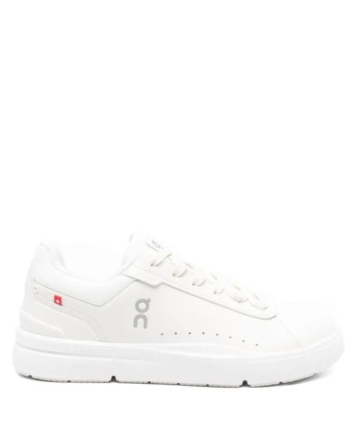 On Shoes White The Roger Advantage Lace-Up Sneakers