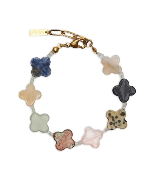 Labelled Jewellery White Clover-Embellished Gemstone Bracelet