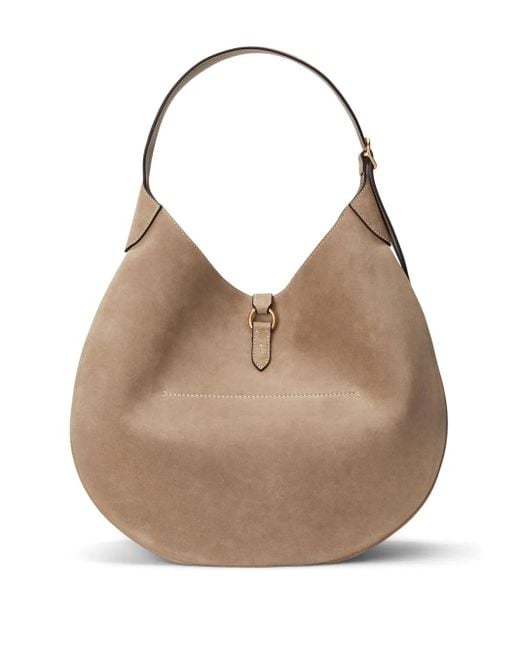 Polo Ralph Lauren Natural Medium Polo-Pony-Motif Suede Bag