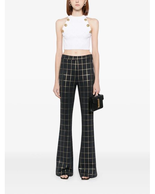 Cynthia Rowley Black Checked Flared Trousers