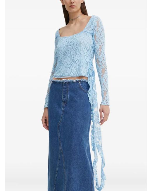Résumé Blue Lace Tie Top