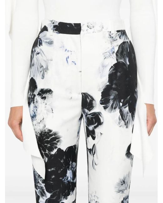 Alexander McQueen White High-Waisted Trousers